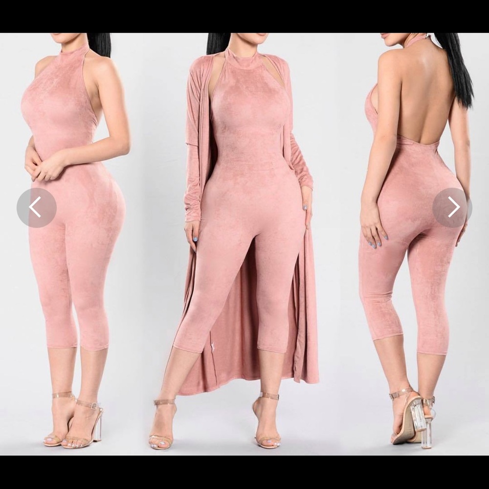 Matching set jumpsuit and duster